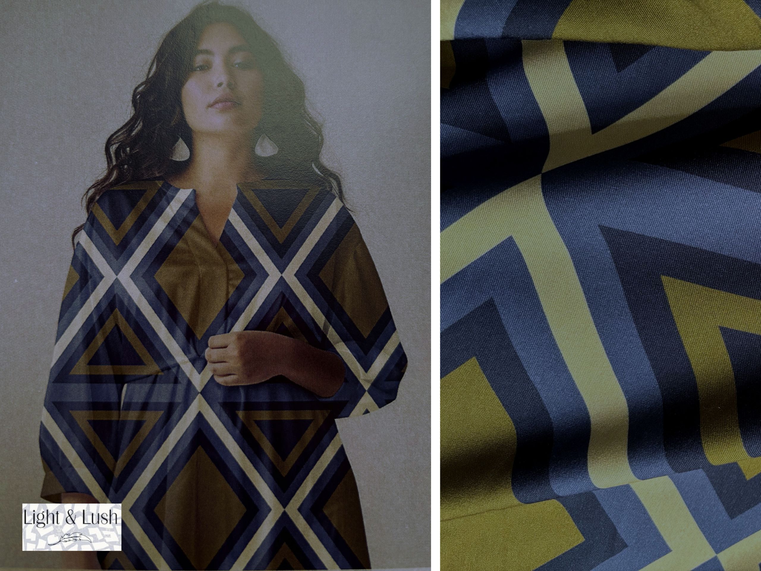 Viskose Light and Lush Rauten Olive Blau