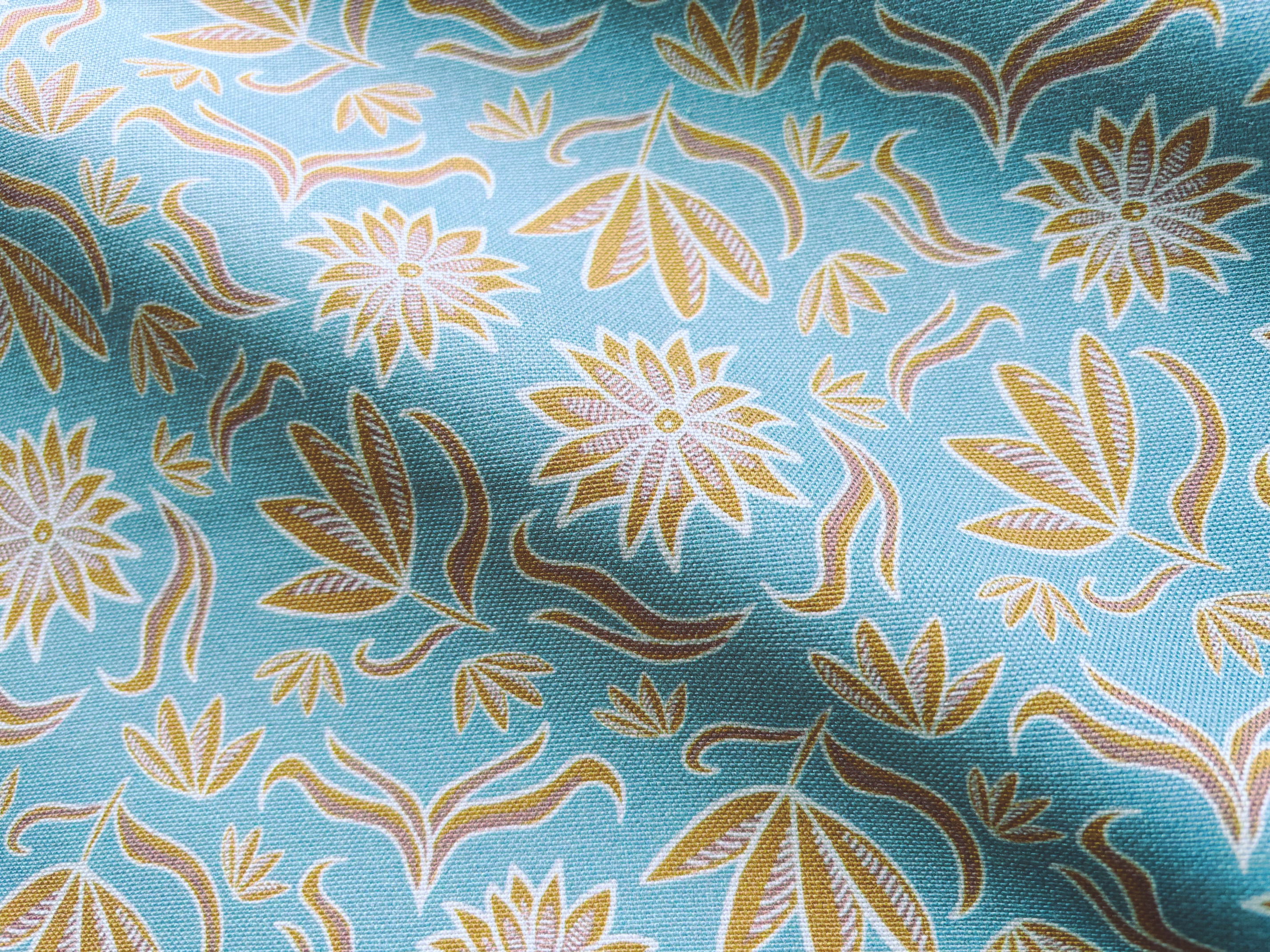 Canvas Retro Flowers Emjo Design Mintblau Gold