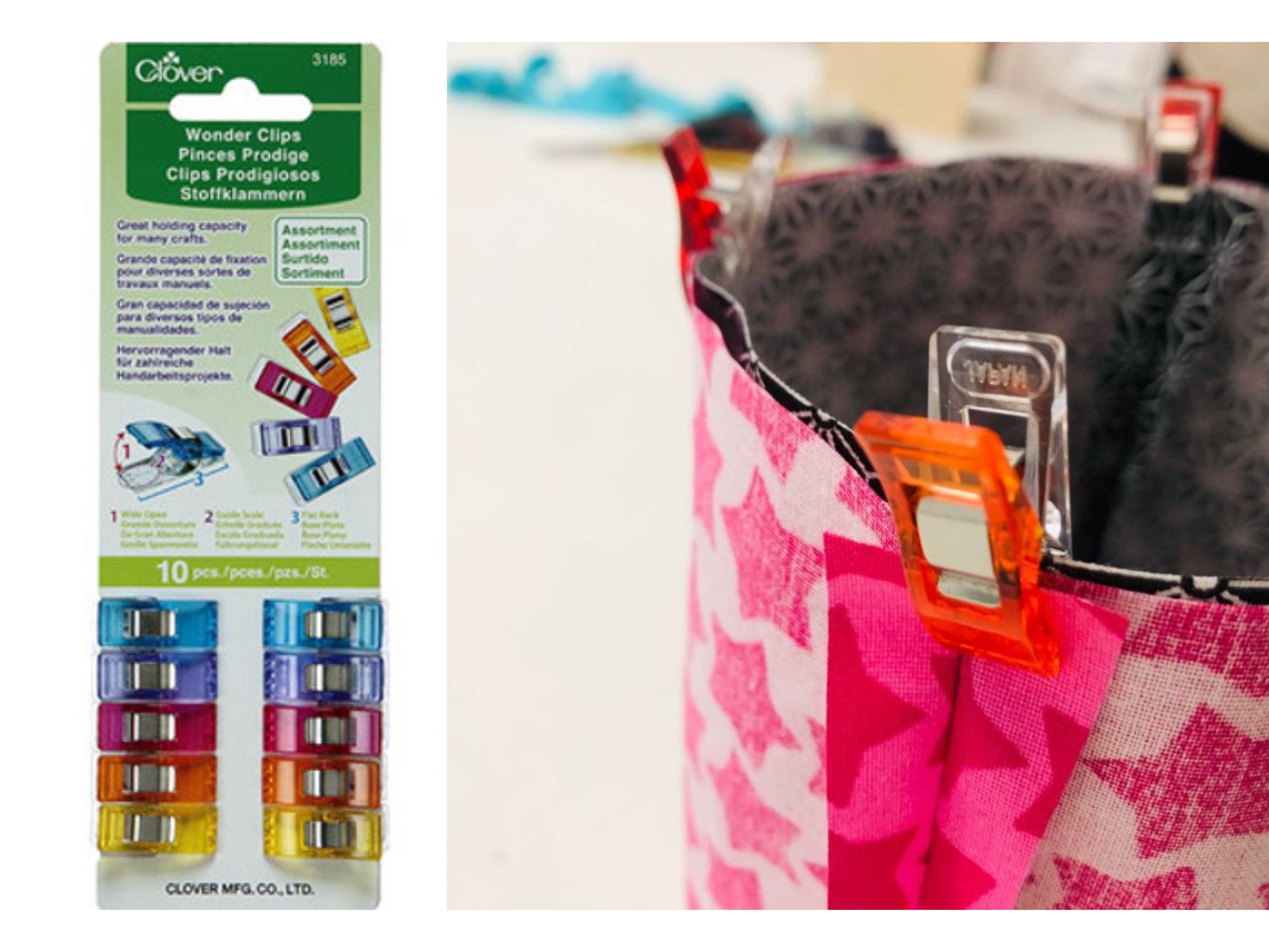 Clover Wonder Clips, Stoffklammern Farbig sortiert, 10 Stück