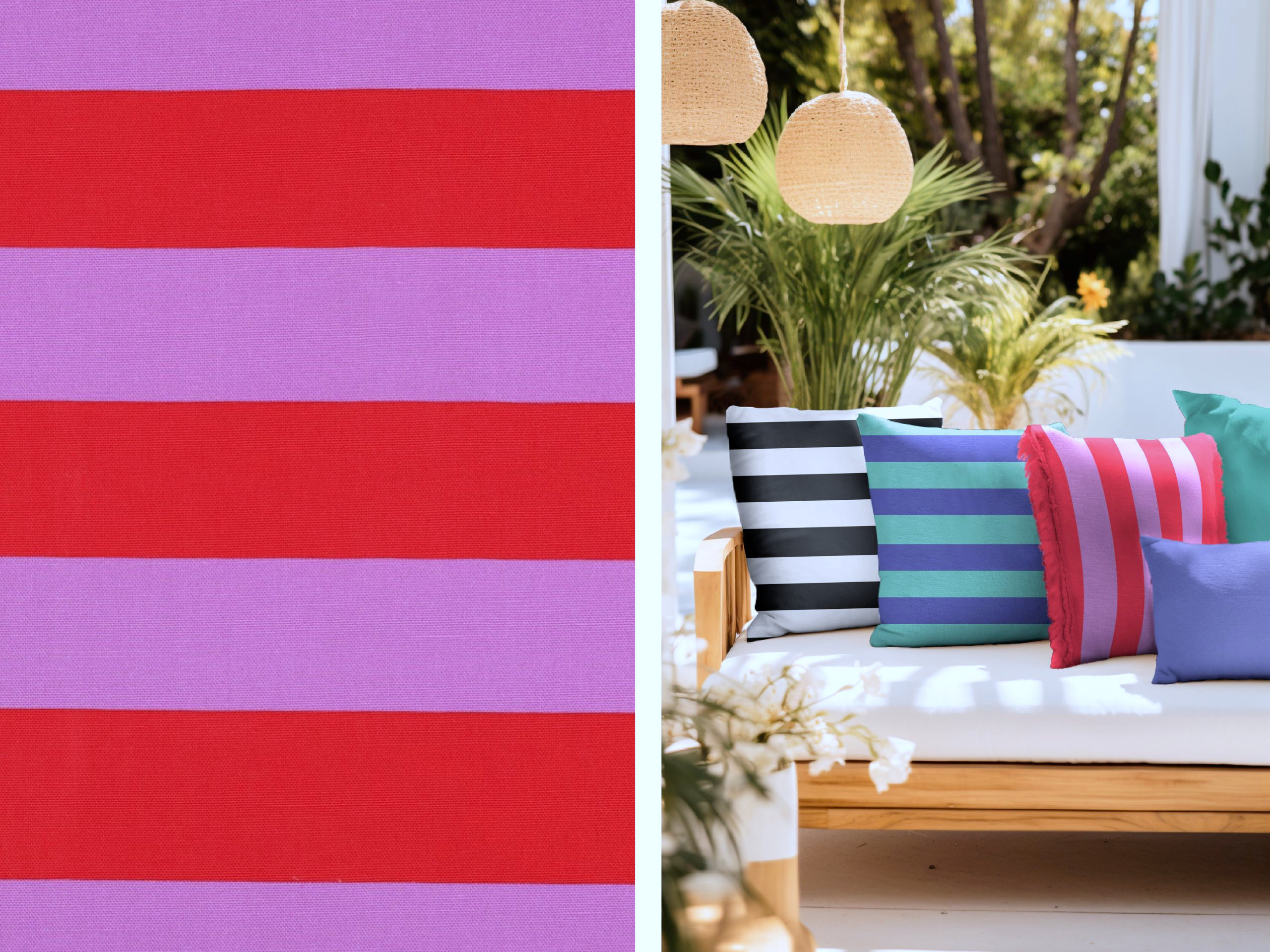 Canvas Blockstreifen Lila/Rot