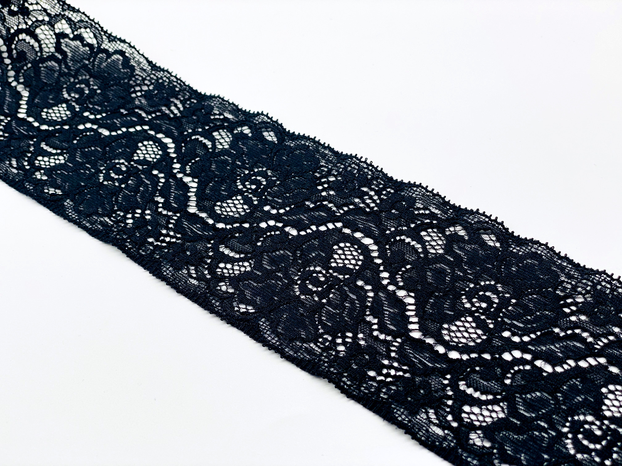 Elastische Spitzenbordüre Schwarz 80 mm