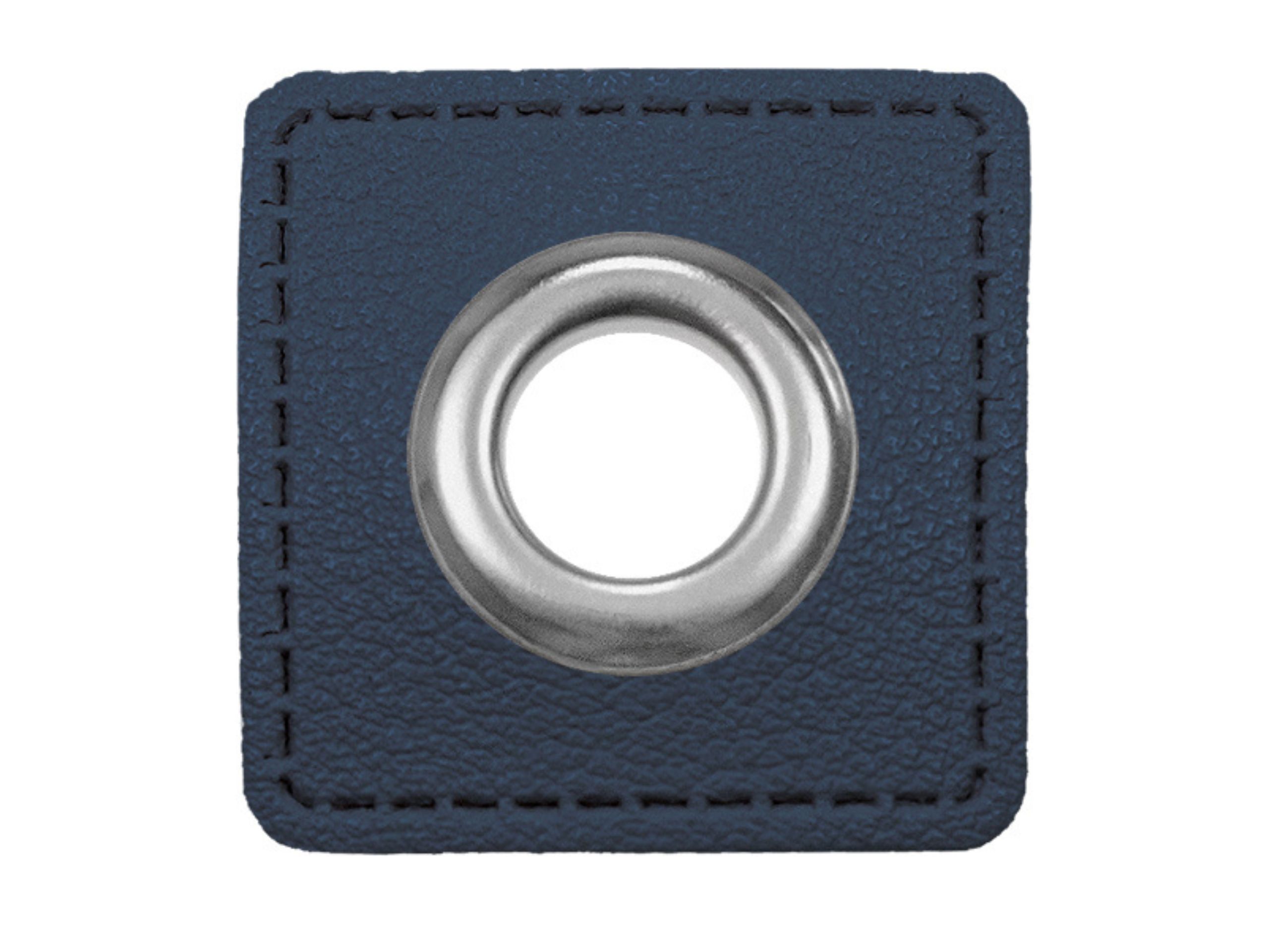 Ösenpatches für Kordeln Lederimitat Dunkelblau Stück